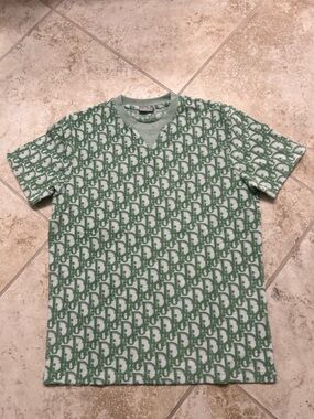 Dior Oblique Print Green Relax Fit Shirt Size XXL